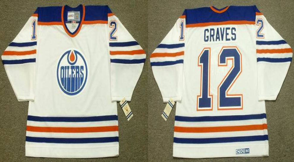 2019 Men Edmonton Oilers #12 Graves White CCM NHL jerseys